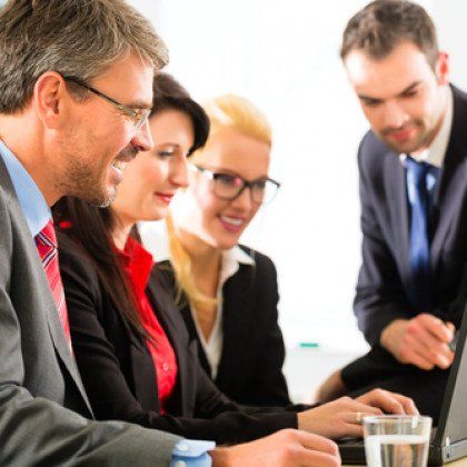 business people having an virtual mediation