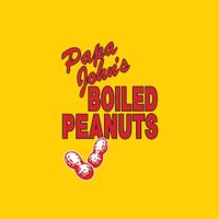 Papa John’s boiled peanuts logo on a bright yellow background.