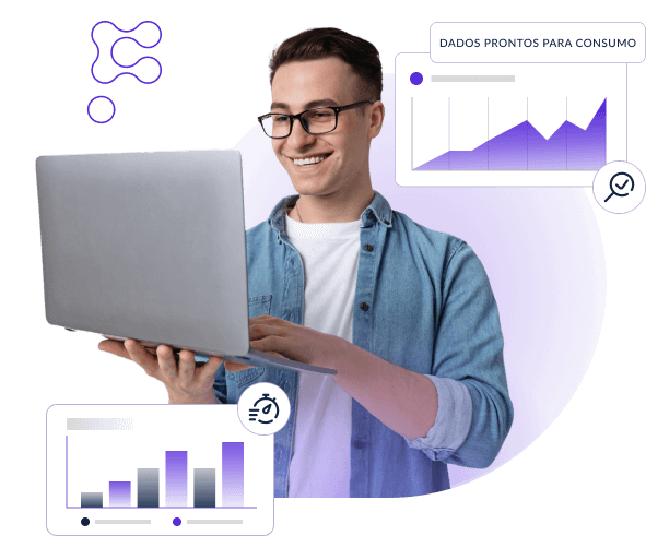 Homem analisando gráficos de dados do Data Readness
