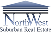 NorthWest Suburban Real Estate logo with blue roof icon and black serif text