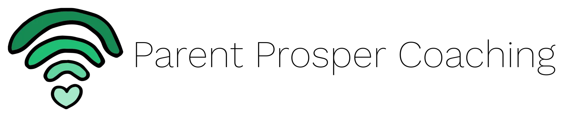 Parent Prospeer Coaching logo with green Wi‑Fi style icon and gray text on a white background