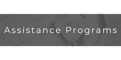 “Assistance Programs” title in white text on a dark gray banner