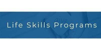 Blue banner with white text reading “Life Skills Programs”