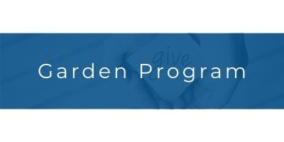 Blue banner reading “Garden Program”