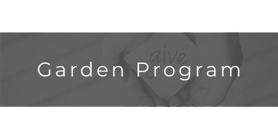 Garden Program title on a gray banner with faint floral background