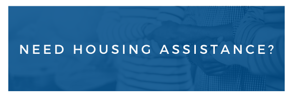 Blue banner with white text: “Need housing assistance?”