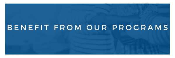 Blue banner with white text reading “BENEFIT FROM OUR PROGRAMS”