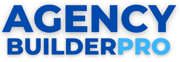 Agency Builder Pro logo in blue text.