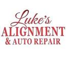 Luke’s Alignment & Auto Repair logo in red script and block lettering on a white background
