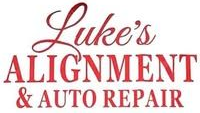 Luke’s Alignment & Auto Repair logo in red text on a white background