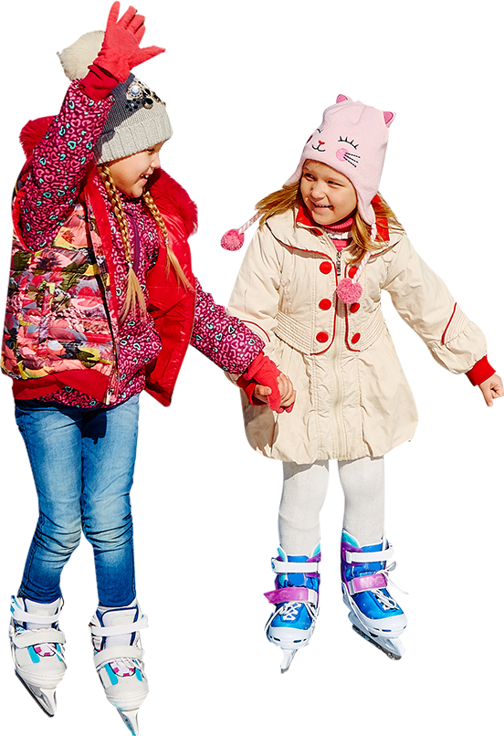 two kids ice skating