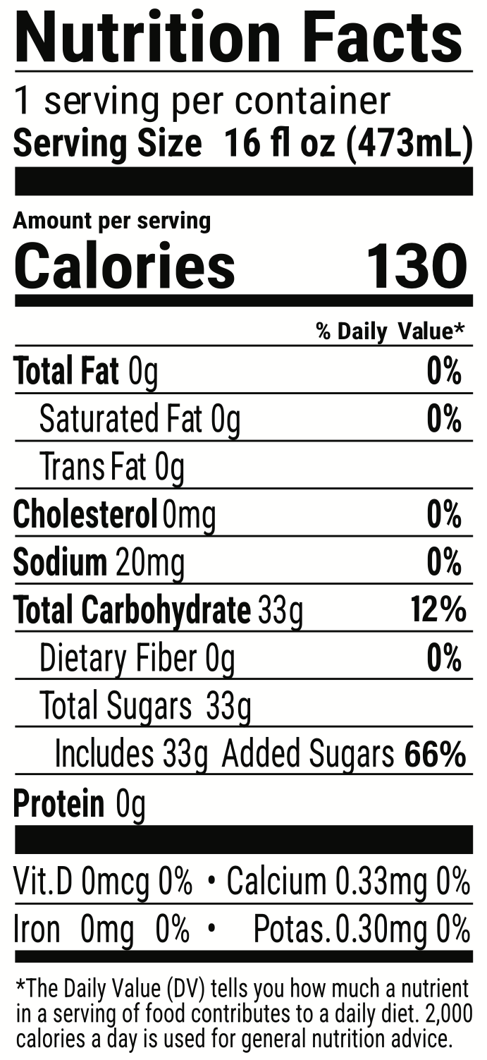  Green Tea Nutrition Label