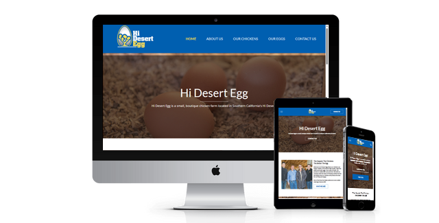 Website of Desert Egg on different devices: desktop, tablet, and smartphone.