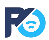Blue and light blue logo with letters