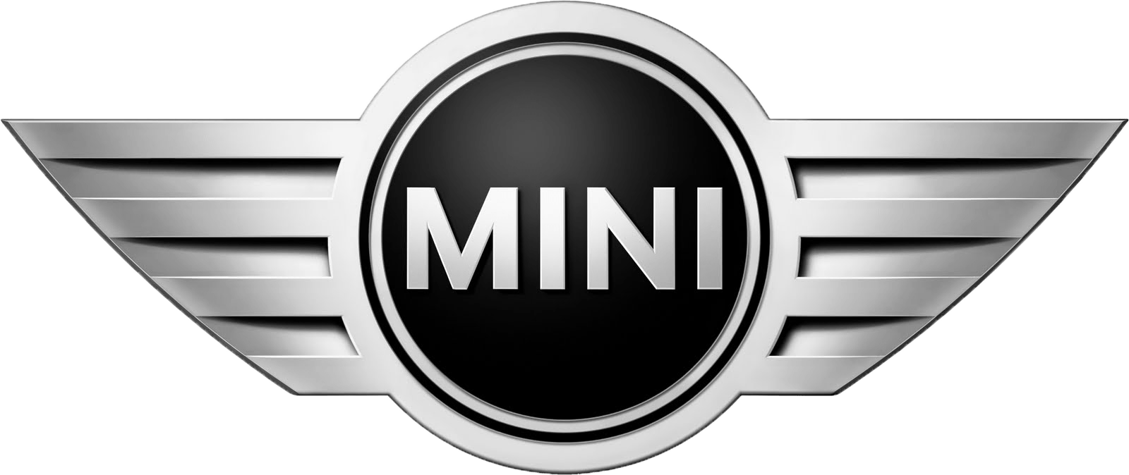 a black and silver mini cooper logo on a white background