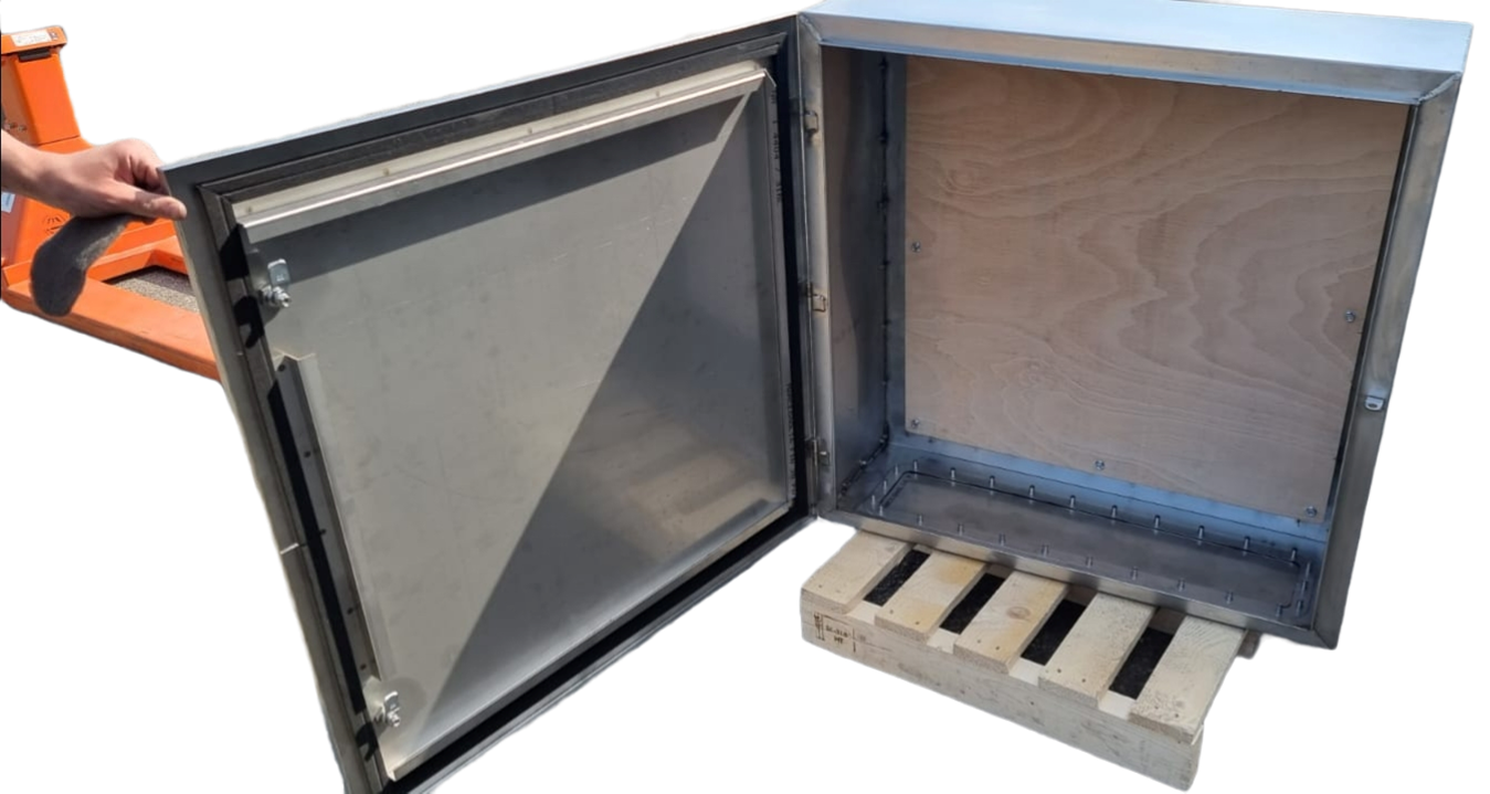 Large external steel equipment mounting box