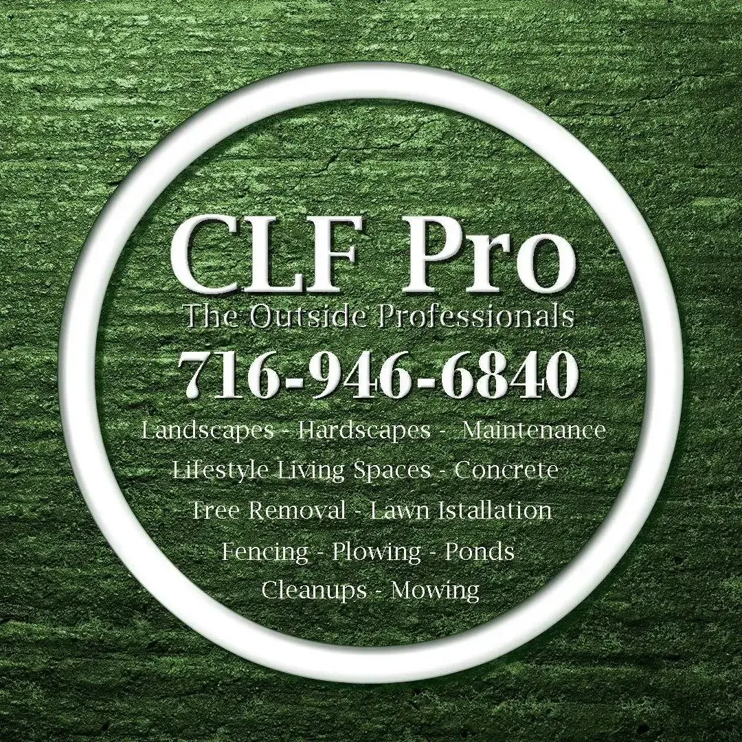 CLE Pro lawn care logo with phone number on green grass background