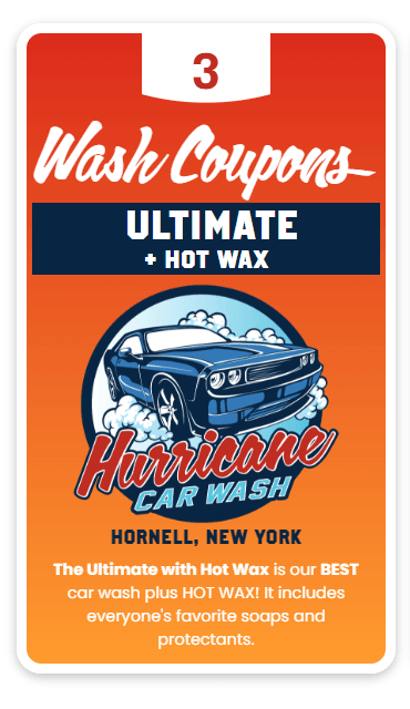 HORNELL - 3 Pack Ultimate Wash + HOT WAX Coupon Book