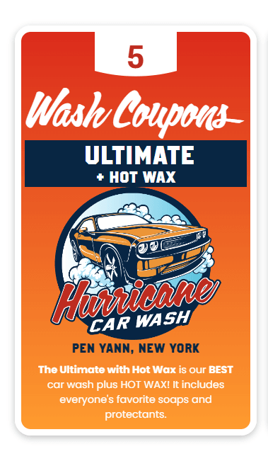 PENN YAN - 5 Pack Ultimate Wash + HOT WAX Coupon Book