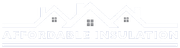 Logo for Affordable Insulation featuring a white icon of three connected house roofs above the company name in white text.