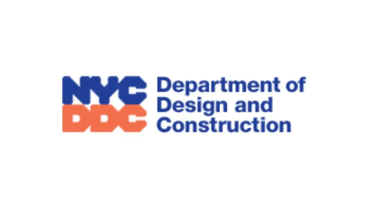 NYC Department of Design and Construction logo in blue and orange