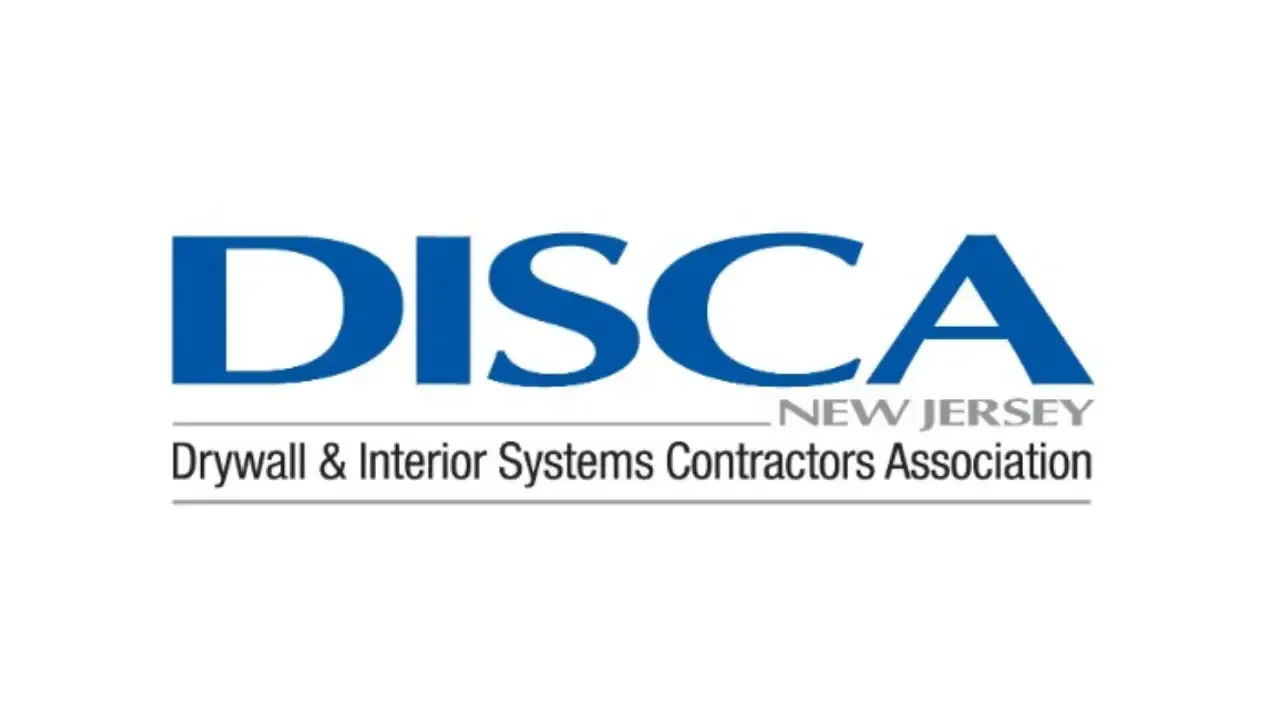 DISCA New Jersey logo with blue lettering and “Drywall & Interior Systems Contractors Association” text