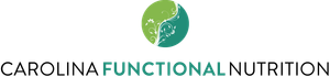 The logo for carolina functional nutrition is a green and white circle.