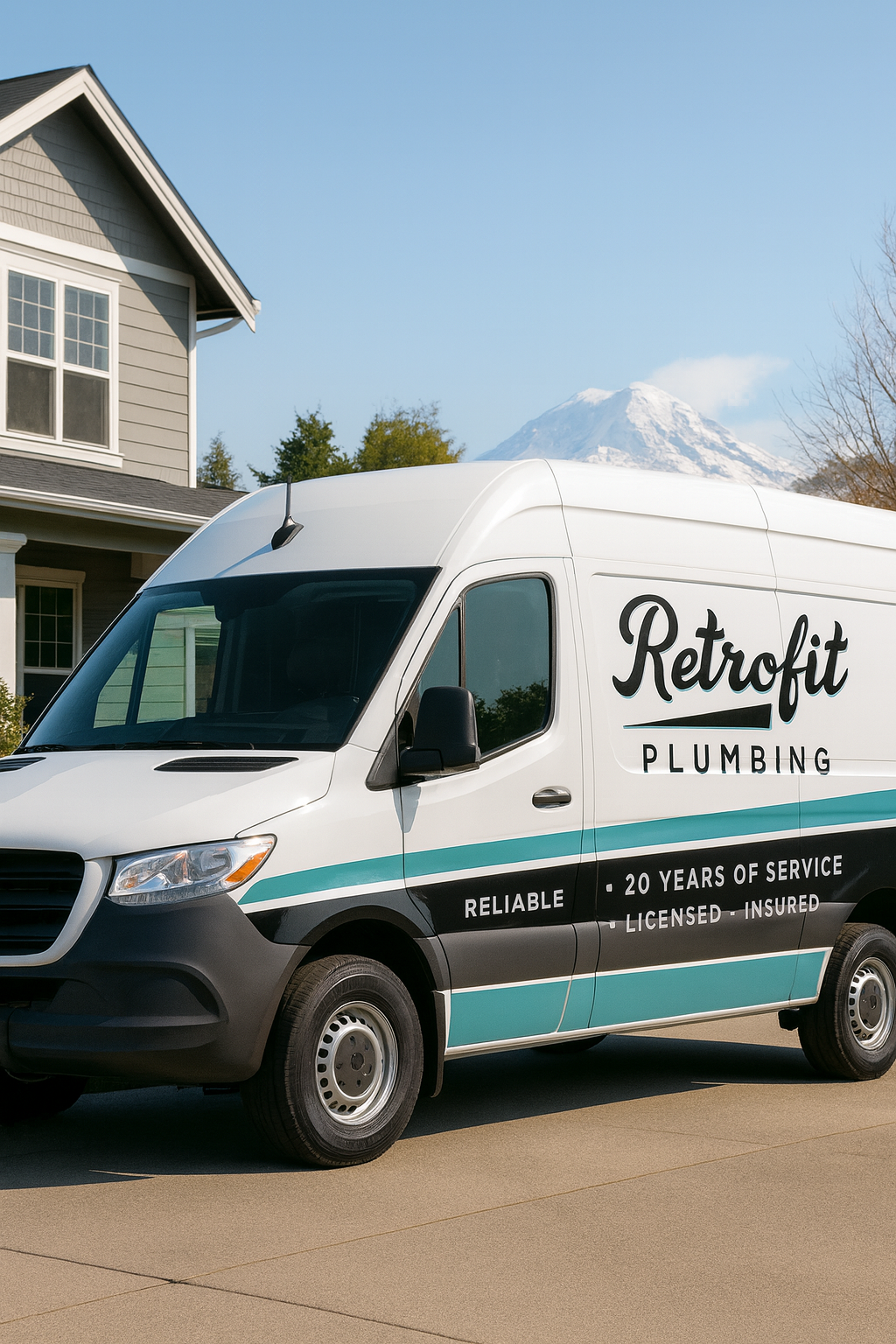 Retrofit Plumbing truck on job site