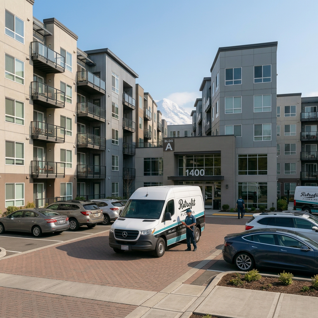 A row of white rental homes