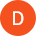 Orange circle with a white capital D icon