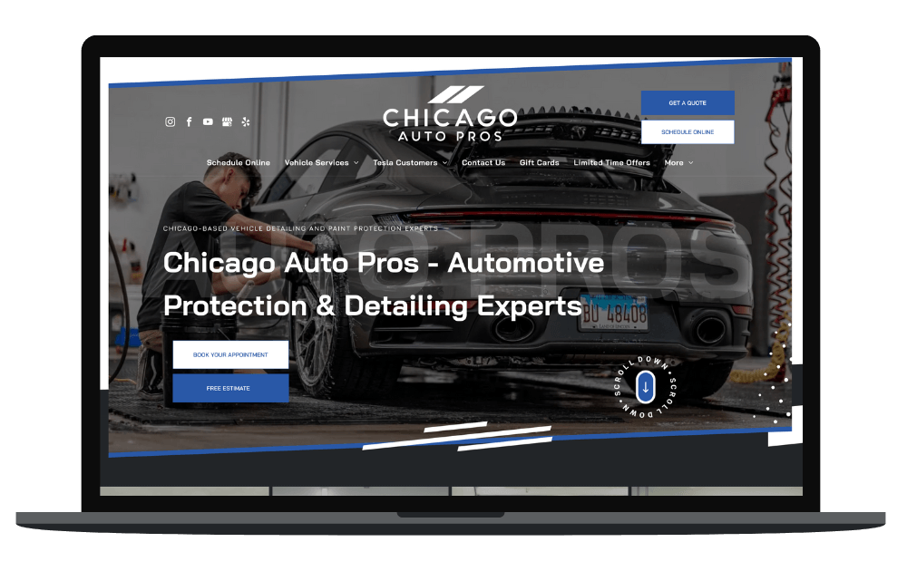 a laptop screen shows a man polishing a car .