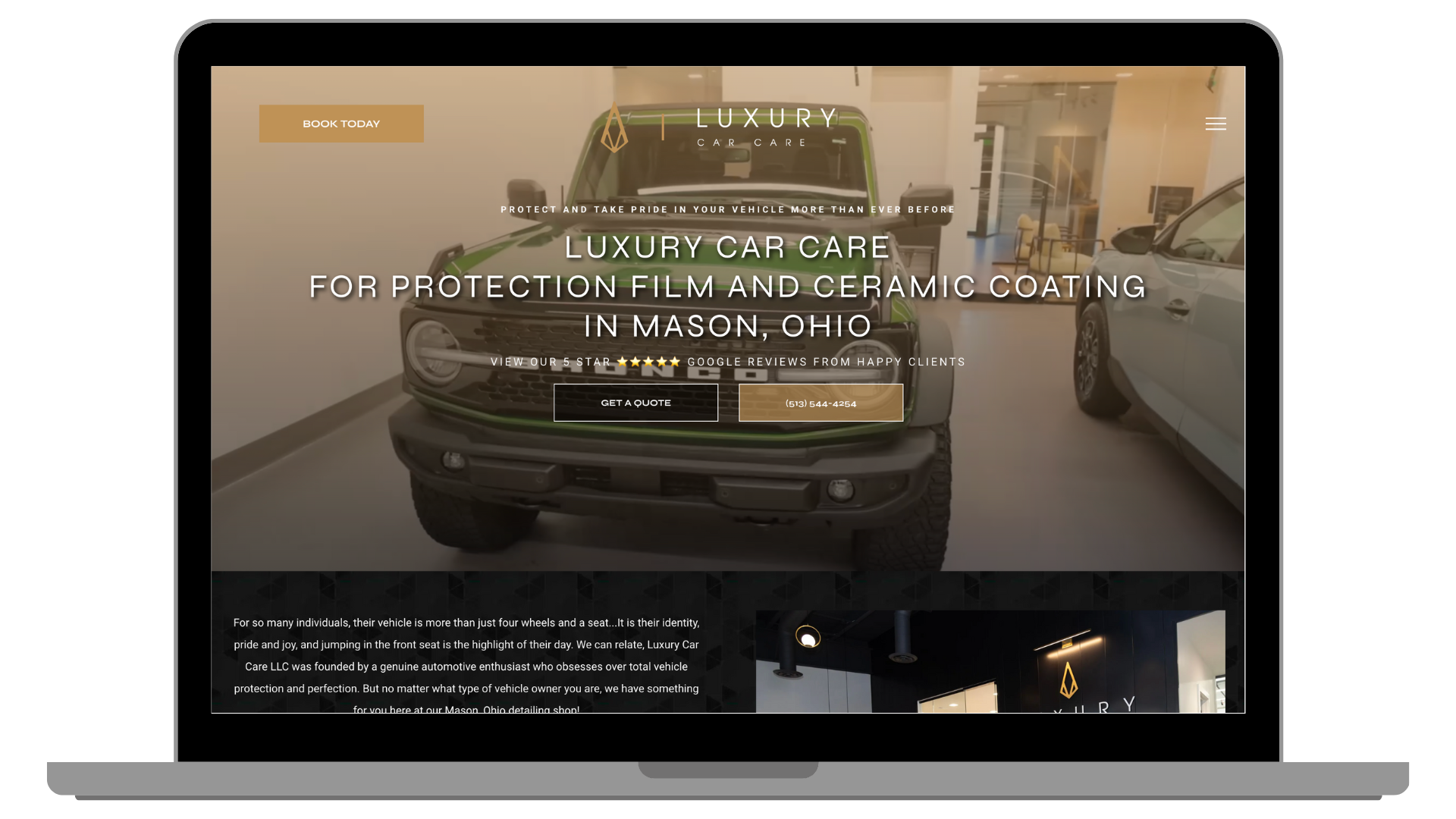 a laptop with a detailing business.