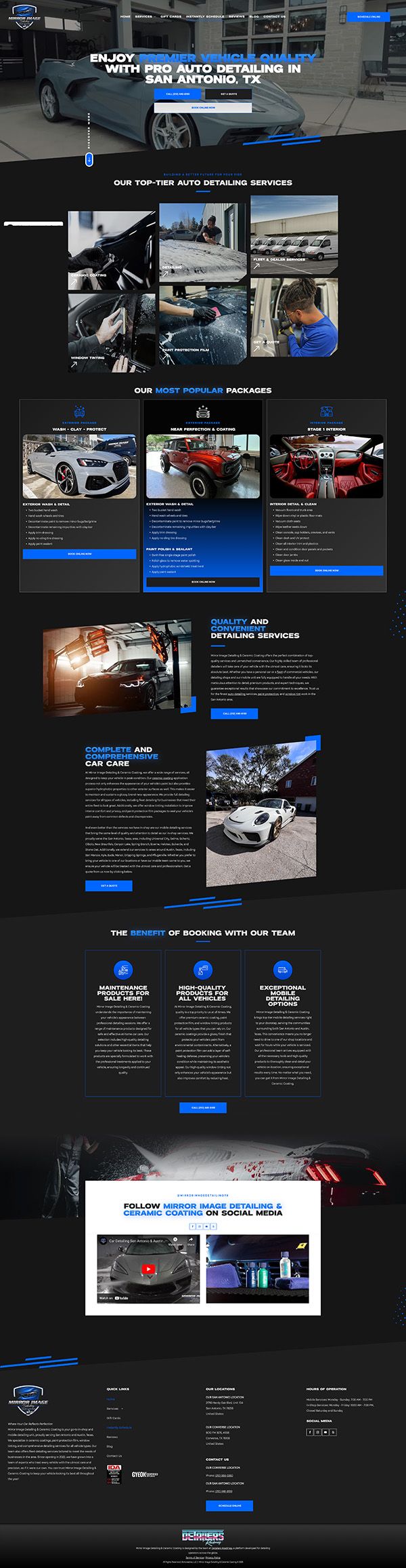 Website showcasing cars with a dark blue and black color scheme.
