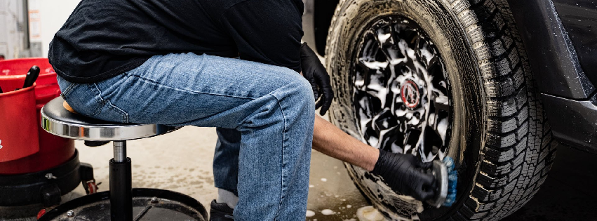 Scrubbing Detailing Wheels