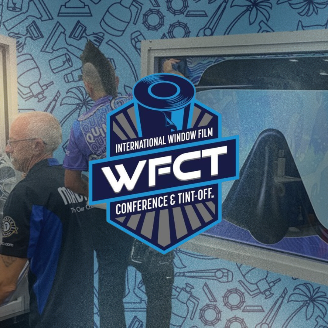 A logo for the international window film conference and tint-off