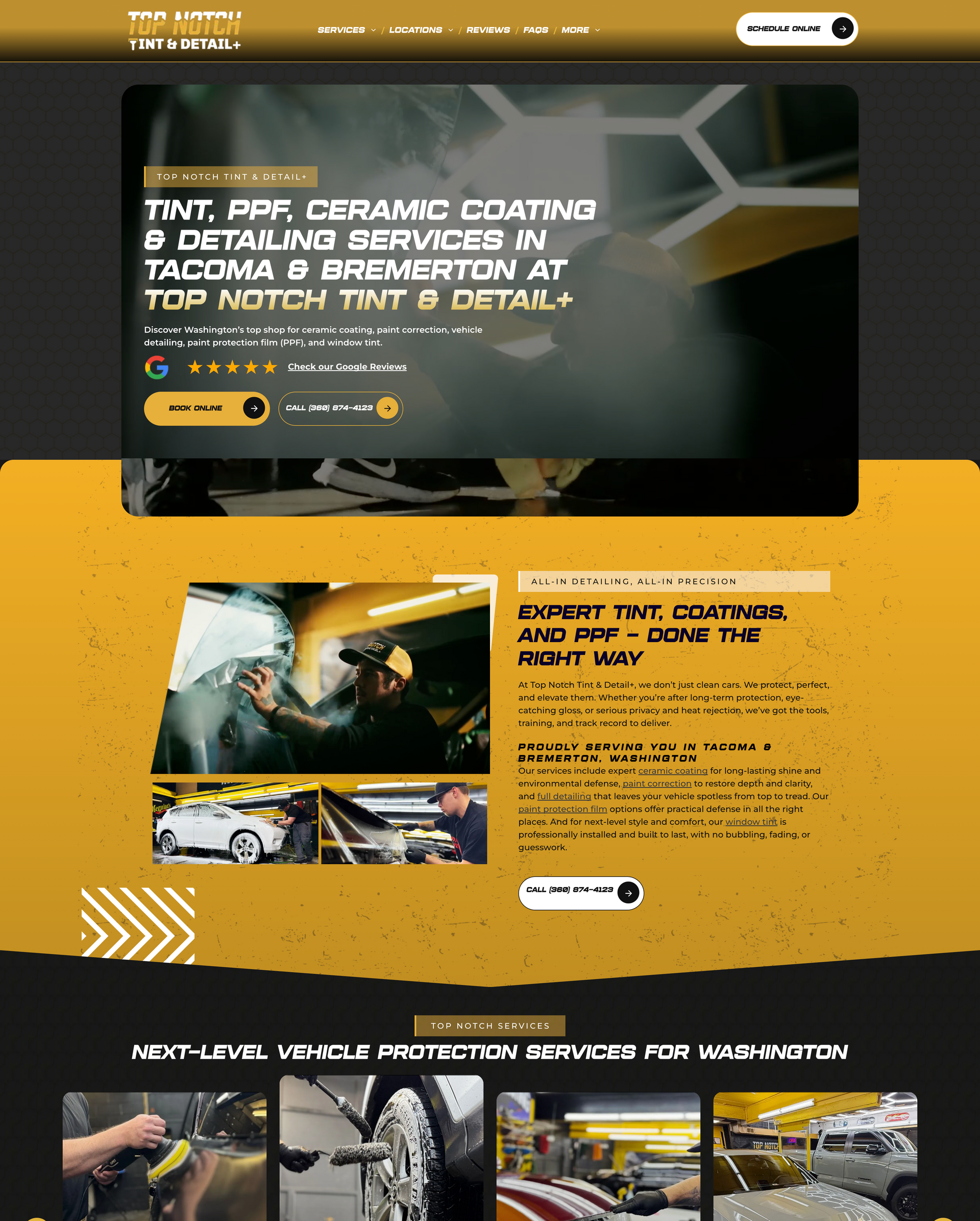 A landing page for a car dealership with a lot of cars on it.