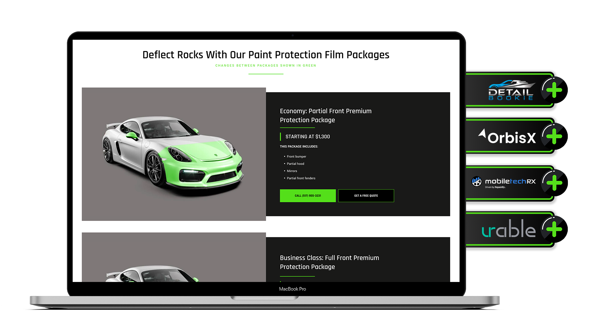 A laptop computer with a green car on the screen.