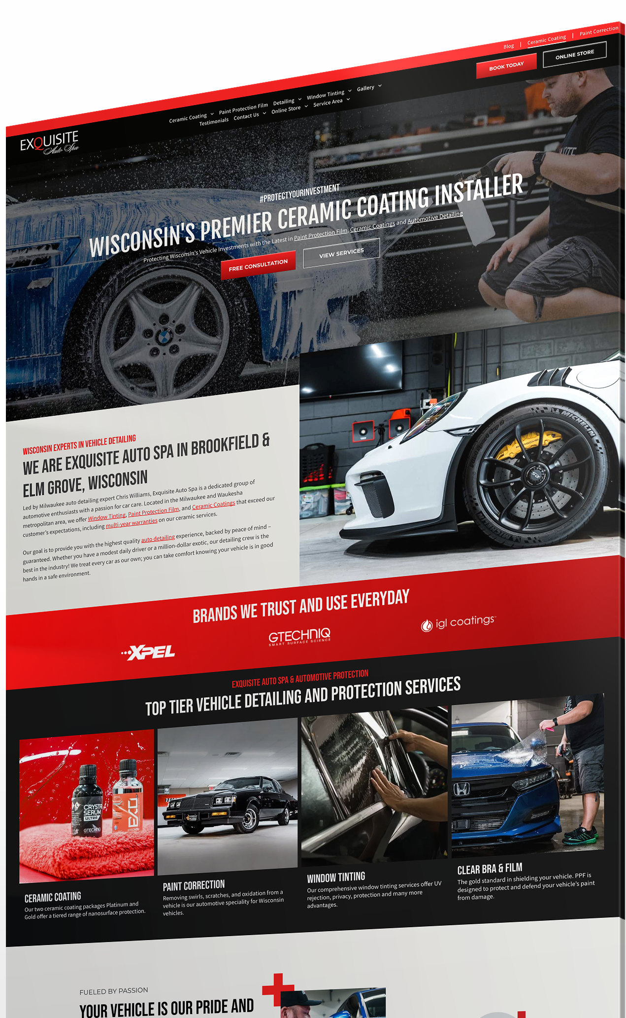 A screenshot of a website with a car on it.