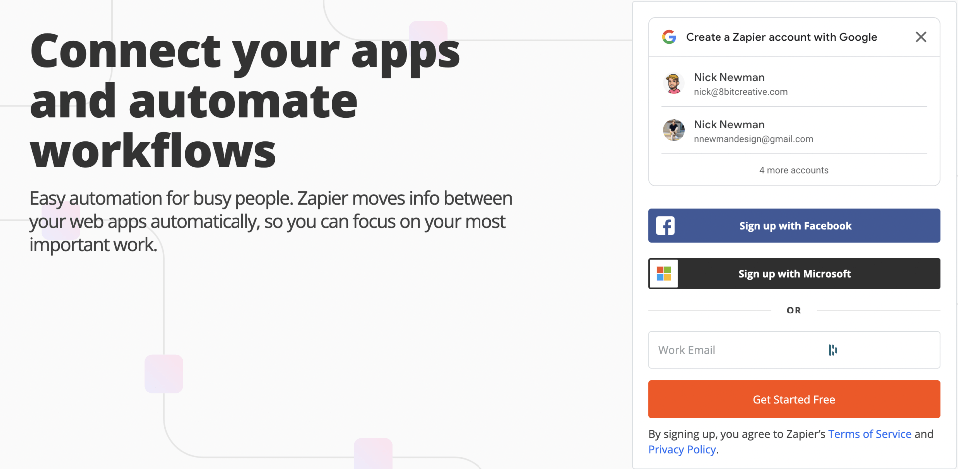 a screenshot of a website that says `` connect your apps and automate workflows '' .