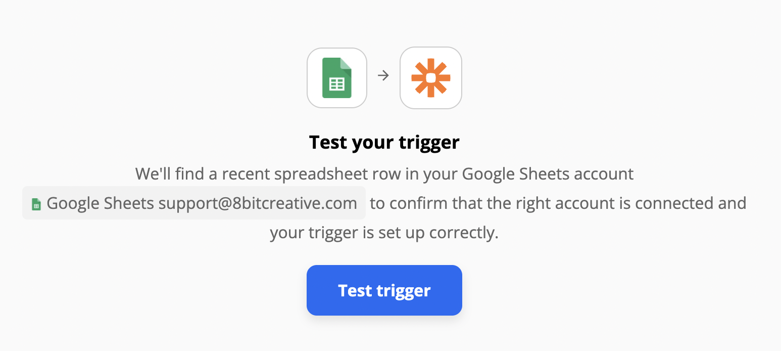 A screenshot of a page that says `` test your trigger ''.