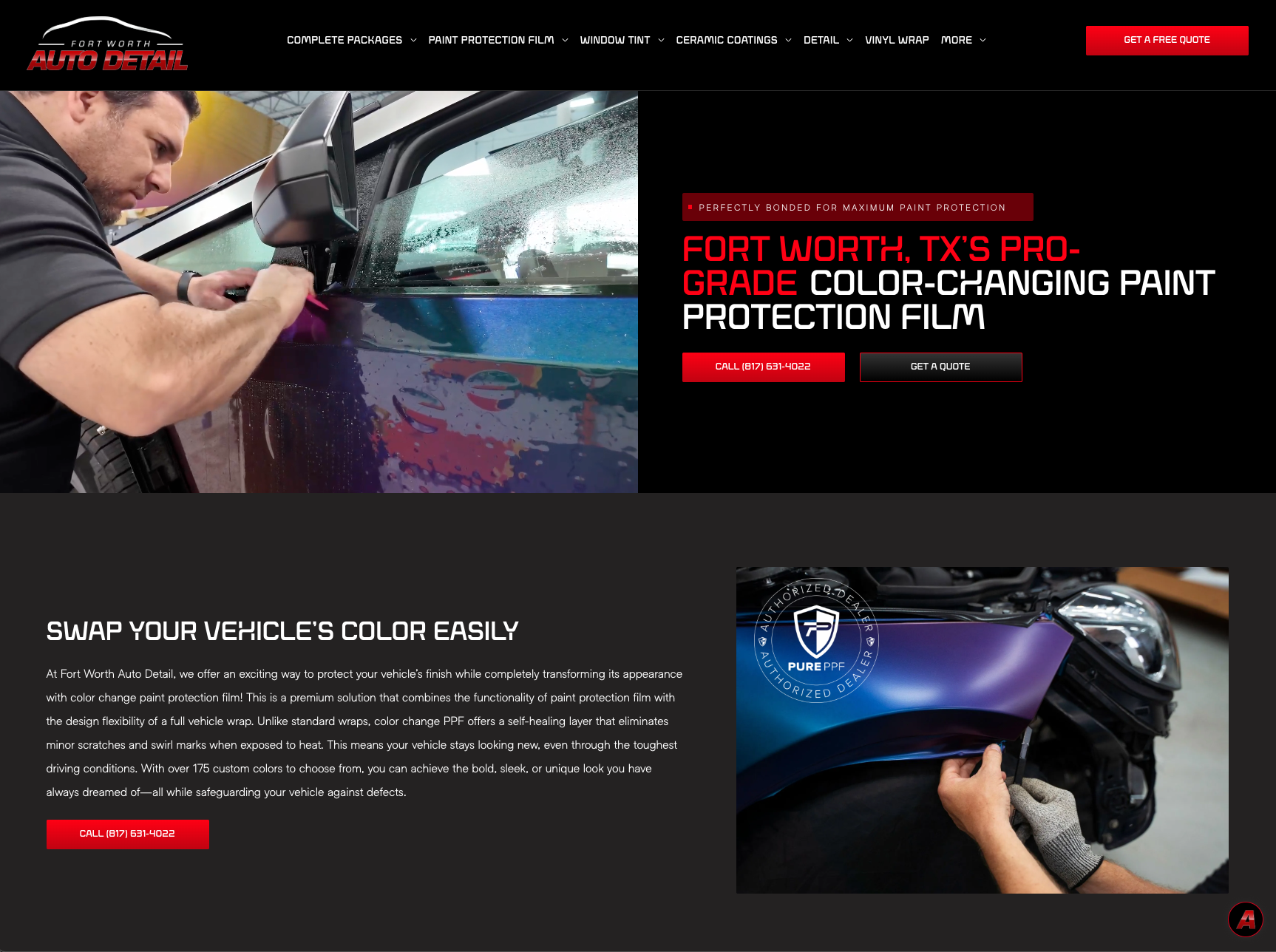 Custom car design webpage showing a silver sports car and a color palette selector with a red button