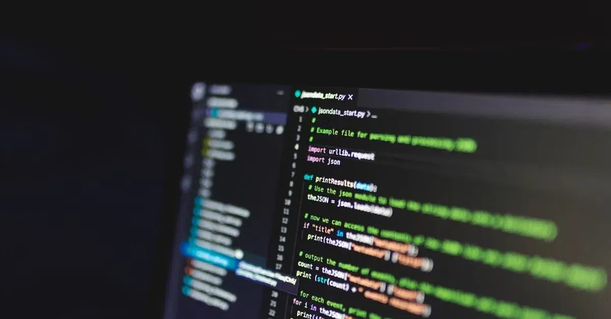 HTML code with green and red syntax highlighting displaying structured data markup for technical SEO