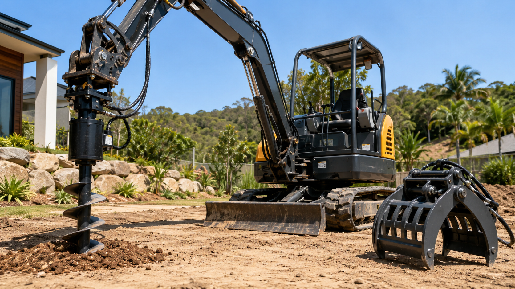 Hydraulic auger and claw hire