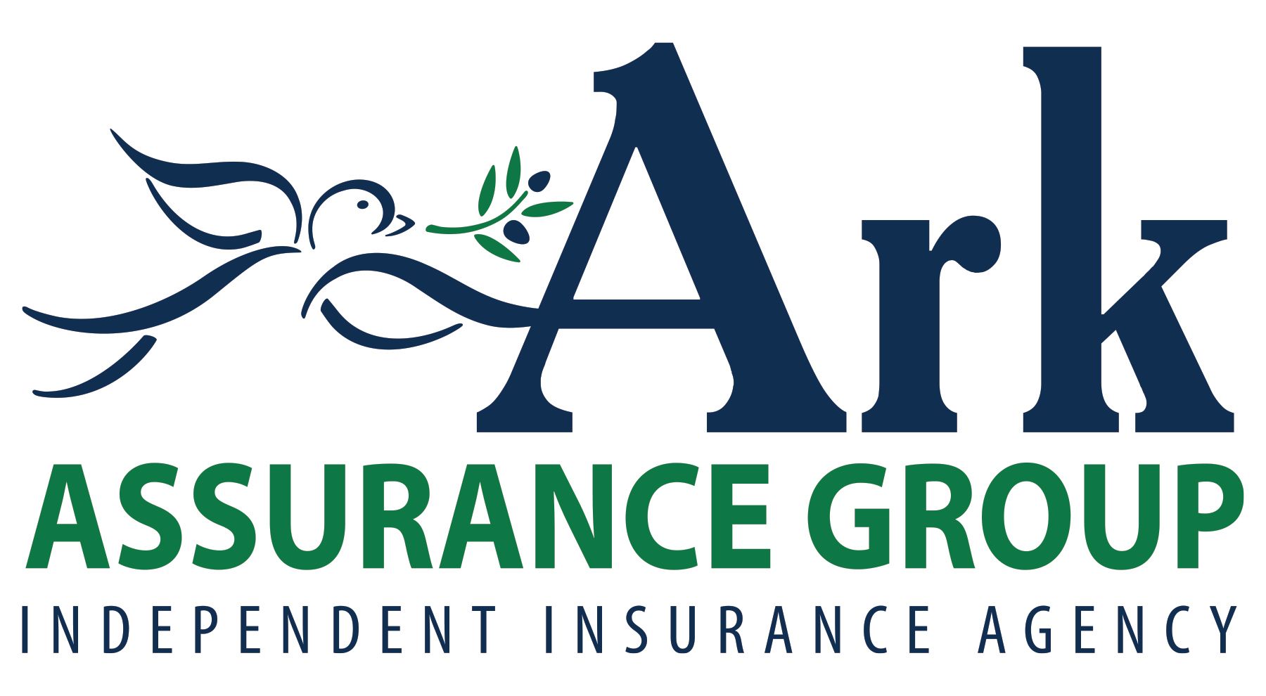 Ark Assurance Group logo in blue and green with dove graphic and “Independent Insurance Agency” text