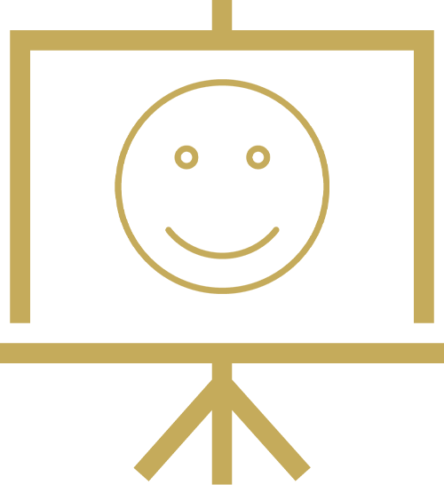 A presentation board with a smiley face on it.