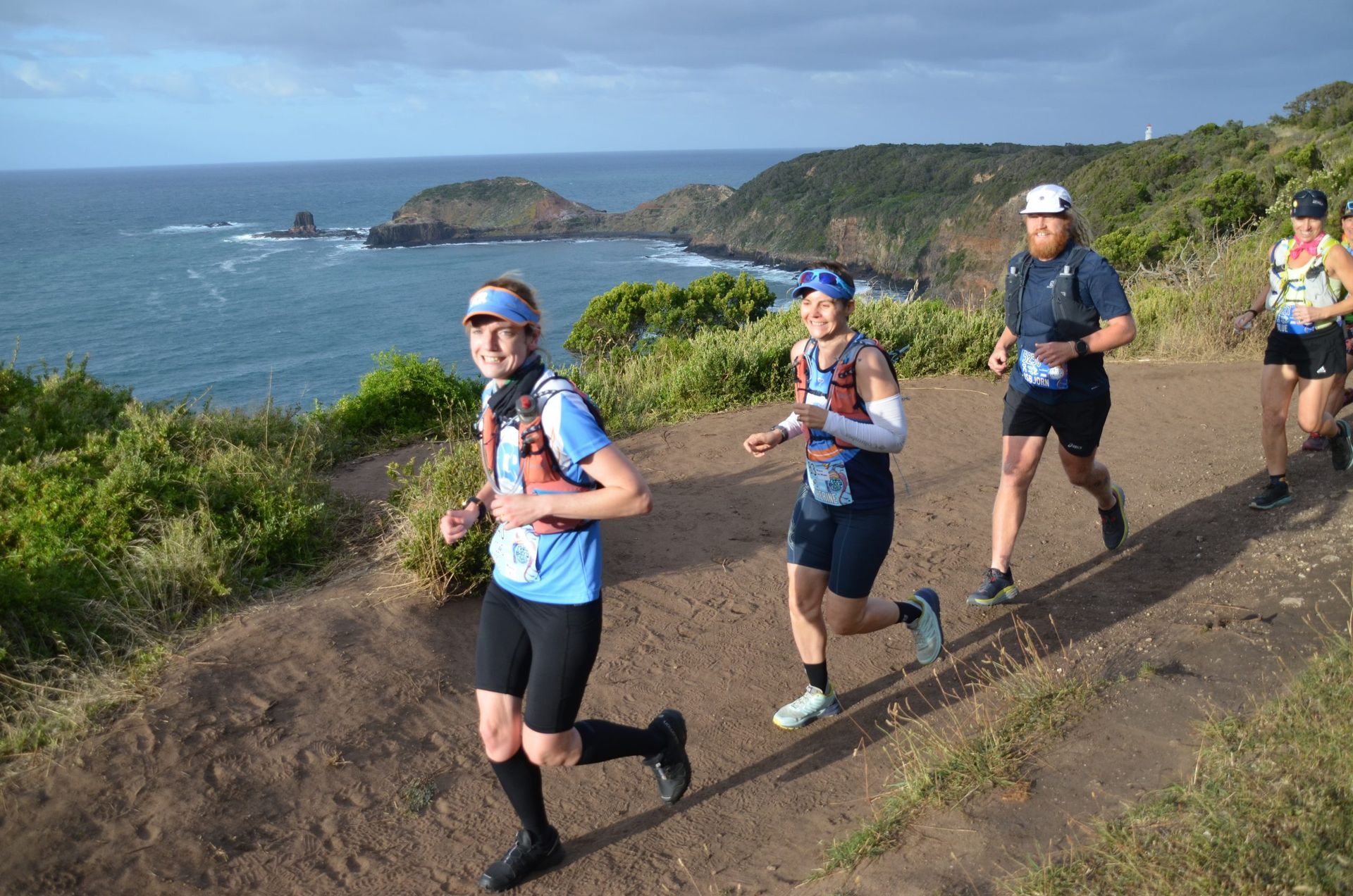 Two Bays Trail Run. Great holiday vibe and multi-faceted course between Dromana on the Port Phillip Bay side and Cape Schanck on the Bass Strait side. That’s a 28km crossing (or 56km double crossing) of the Mornington Peninsula… and not at the skinny bit! Up and over Arthur’s Seat for fantastic rural and coastal views. Through Greens Bush, the largest piece of remnant native bushland on the Peninsula. Along the cliff tops of Bass Straight approaching the lighthouse.