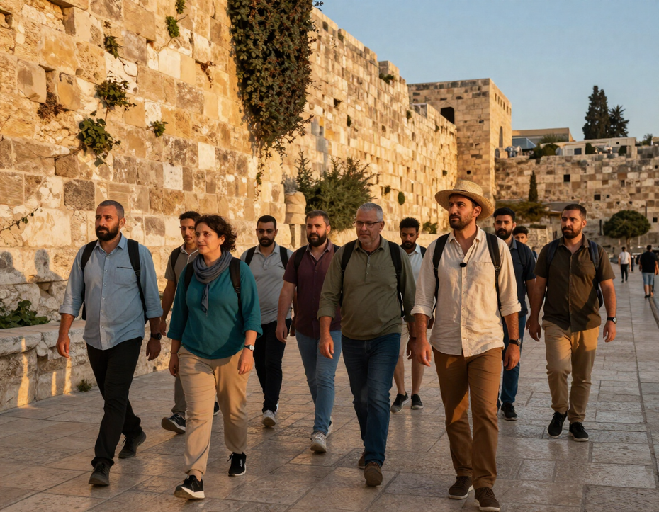 Pilgrims arriving in Jerusalem with Templeton Tours