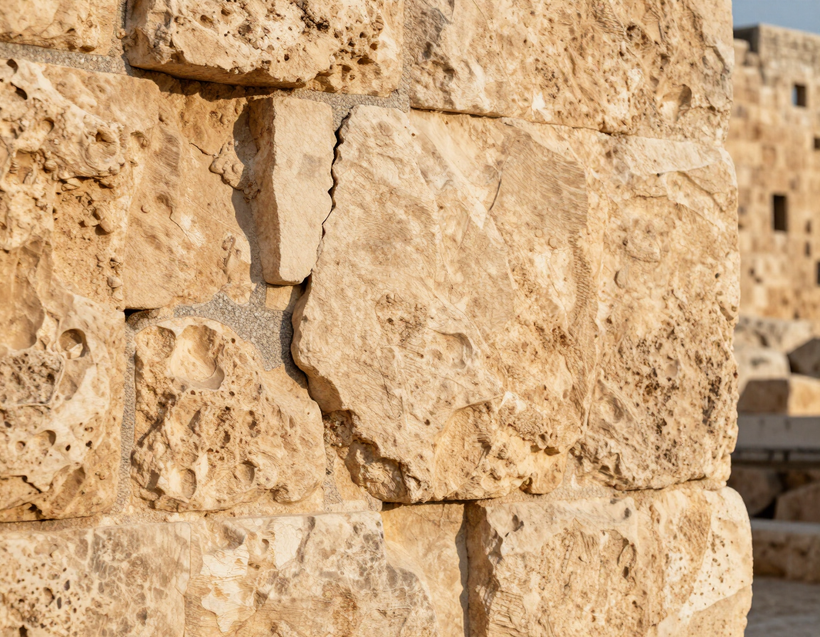 A detailed view of the intricate blue and gold tiles on the exterior of the Dome of the Rock.
