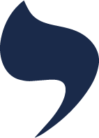 Dark blue abstract curved logo on a white background