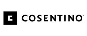 Un logotipo en blanco y negro para una empresa llamada Cosentino.